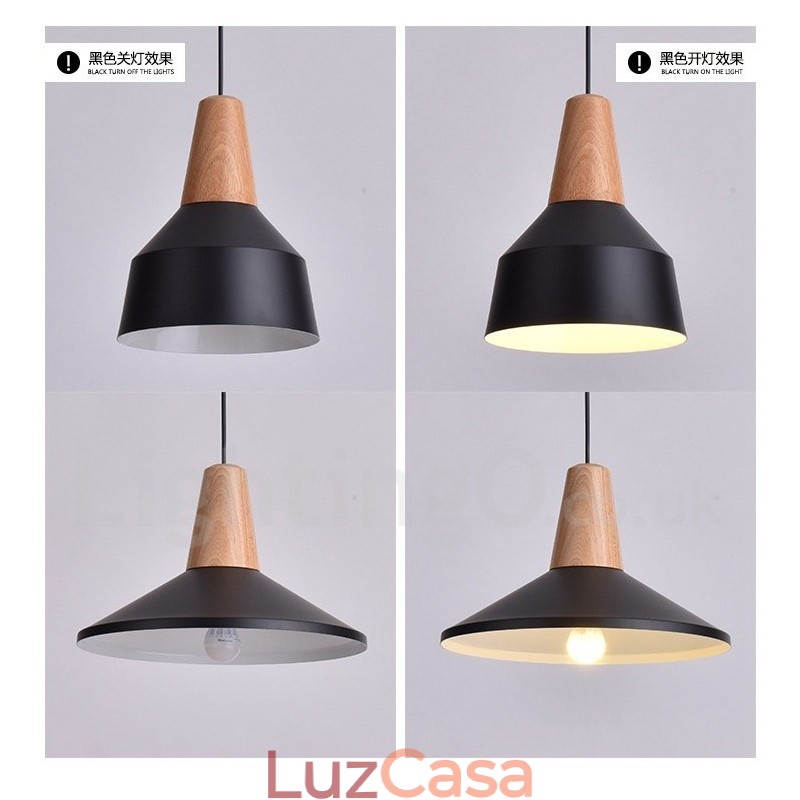 1 Luz Moderna Contemporânea De Madeira Pendente Luz