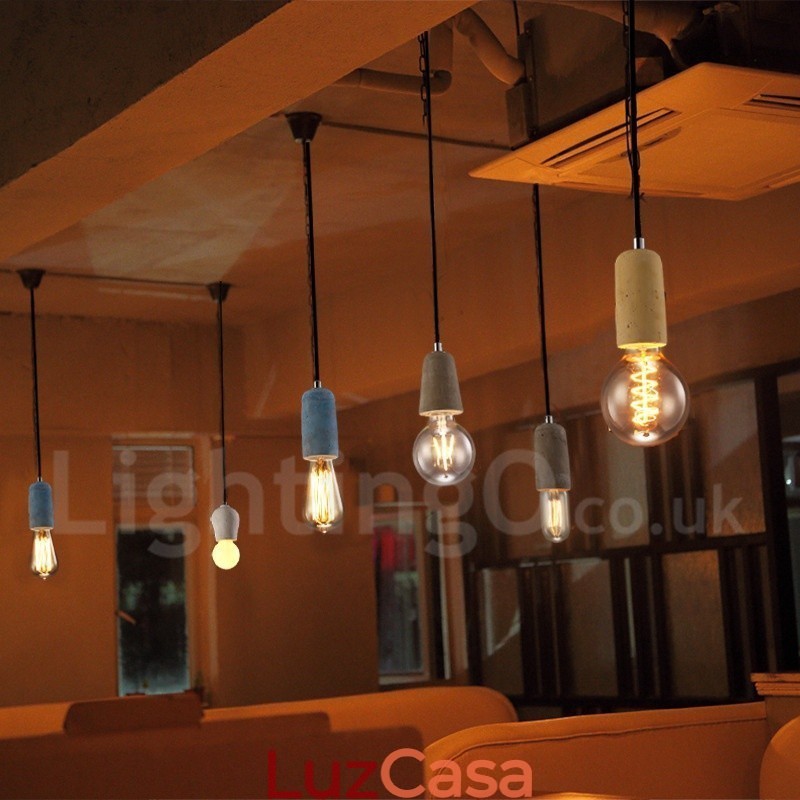 1 Luz Rustic Lodge Concrte Pendente Luz