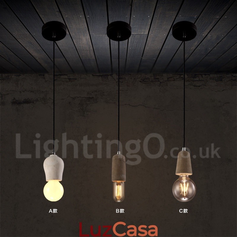 1 Luz Rustic Lodge Concrte Pendente Luz