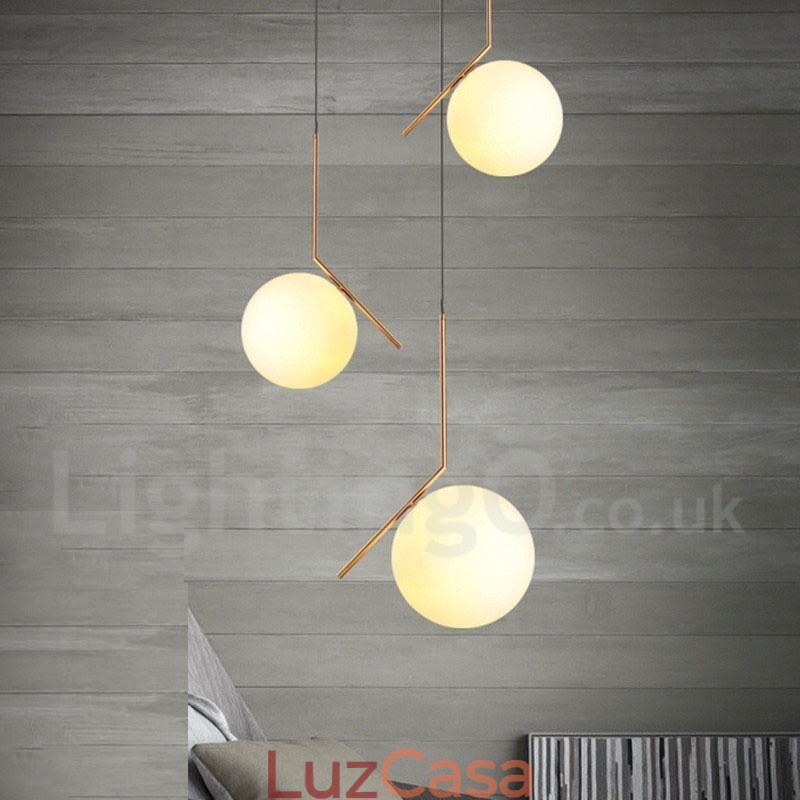 1 luz moderna contemporânea pendente com cúpula de vidro
