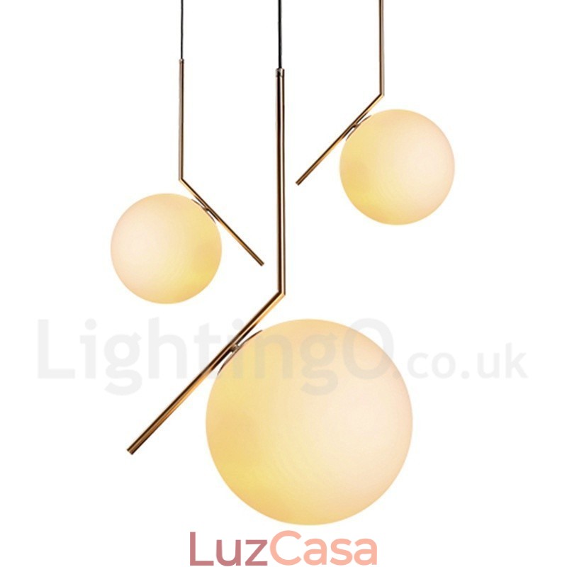 1 luz moderna contemporânea pendente com cúpula de vidro
