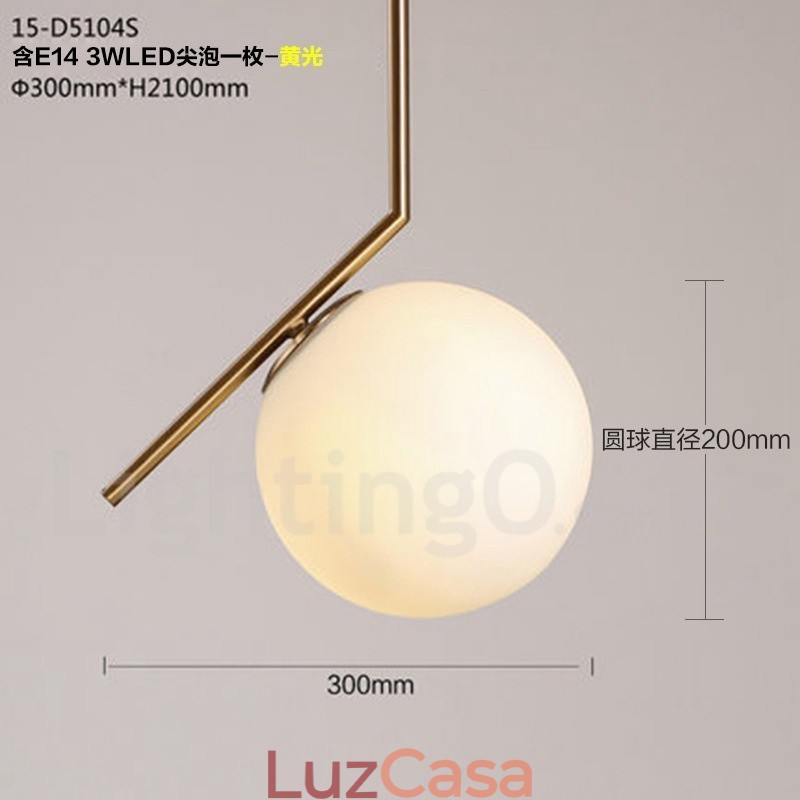 1 luz moderna contemporânea pendente com cúpula de vidro