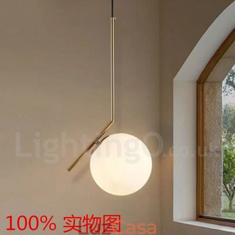1 luz moderna contemporânea pendente com cúpula de vidro
