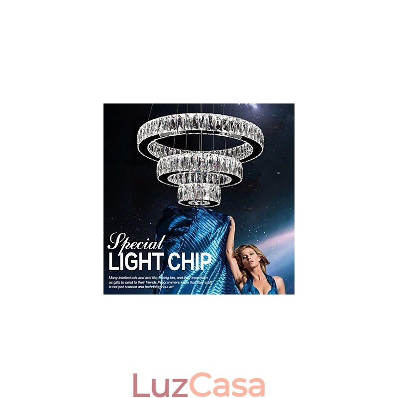 Lustre de cristal Luzes Iluminação moderna Três anéis D305070 K9 Grandes luminárias de teto de cristal