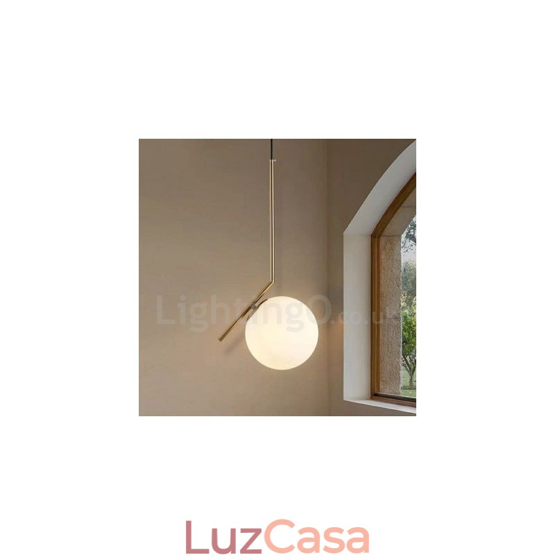 1 luz moderna contemporânea pendente com cúpula de vidro