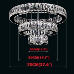 Lustre de cristal Luzes Iluminação moderna Três anéis D305070 K9 Grandes luminárias de teto de cristal