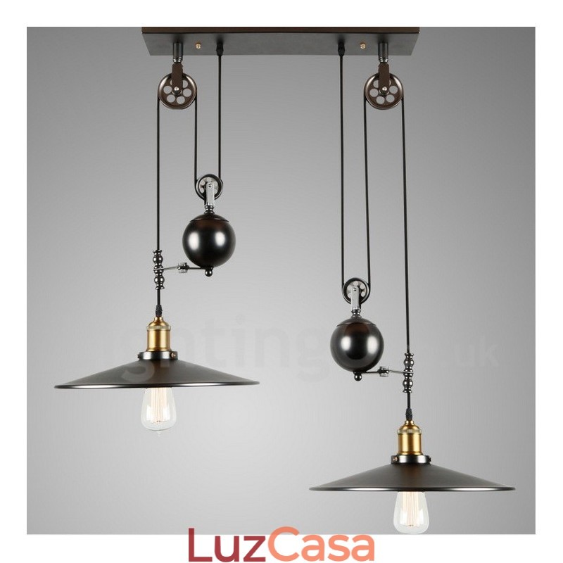 Luminária pendente de metal vintage country com 2 luzes