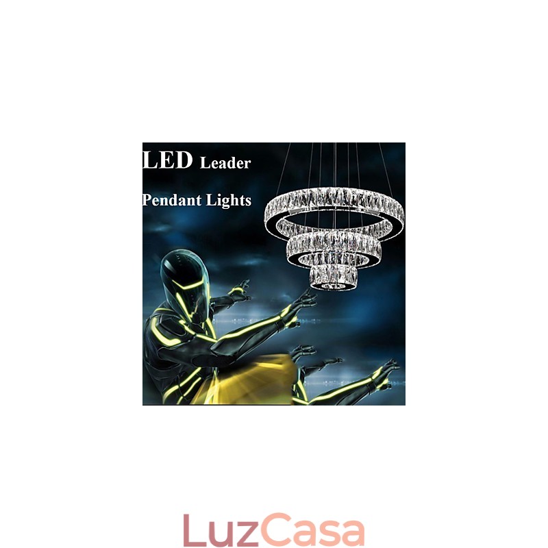 Lustre de cristal Luzes Iluminação moderna Três anéis D305070 K9 Grandes luminárias de teto de cristal