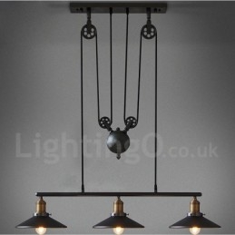 Luminária pendente de metal vintage country com 3 luzes