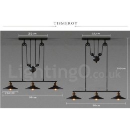 Luminária pendente de metal vintage country com 3 luzes