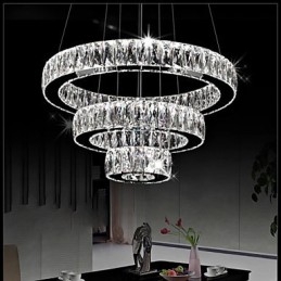 Lustre de cristal Luzes Iluminação moderna Três anéis D305070 K9 Grandes luminárias de teto de cristal