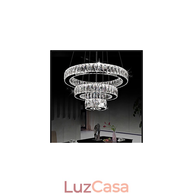 Lustre de cristal Luzes Iluminação moderna Três anéis D305070 K9 Grandes luminárias de teto de cristal