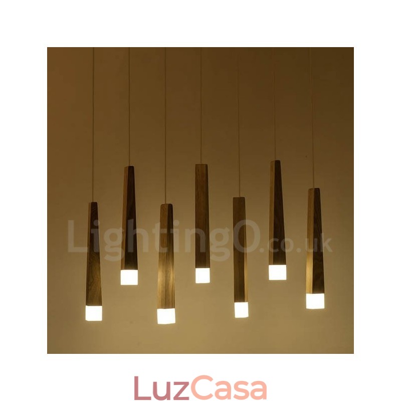 1 Luz Moderna Contemporânea De Madeira Pendente