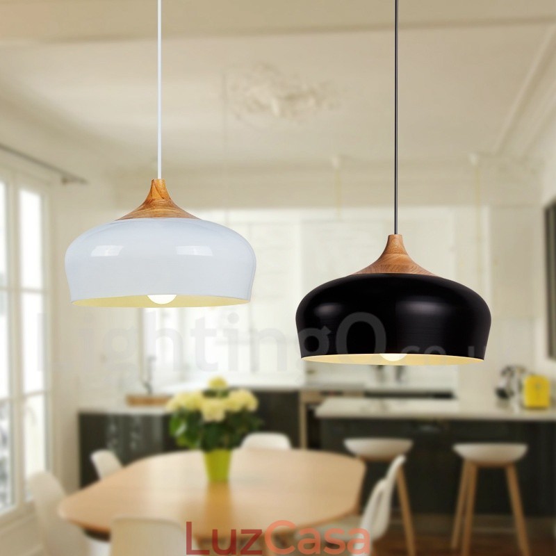 1 Luz Moderna Contemporânea De Madeira Pendente Luz