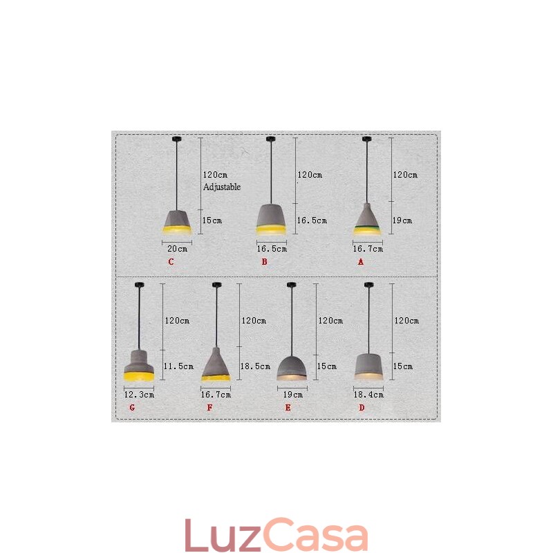 1 Luz Vintage Concrte Pendant Light