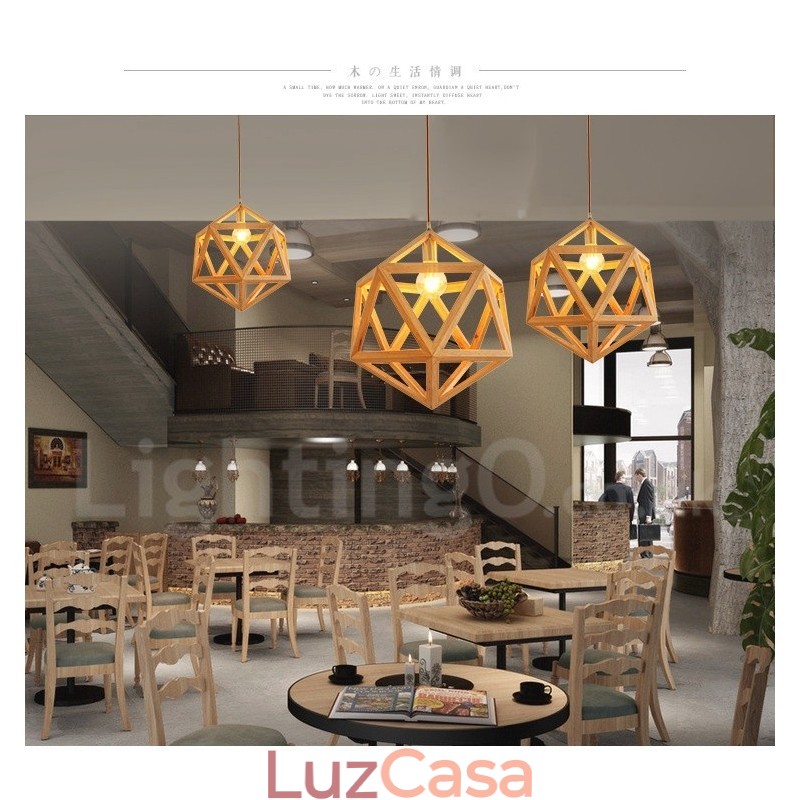 1 Luz Moderna Contemporânea De Madeira Pendente Luz
