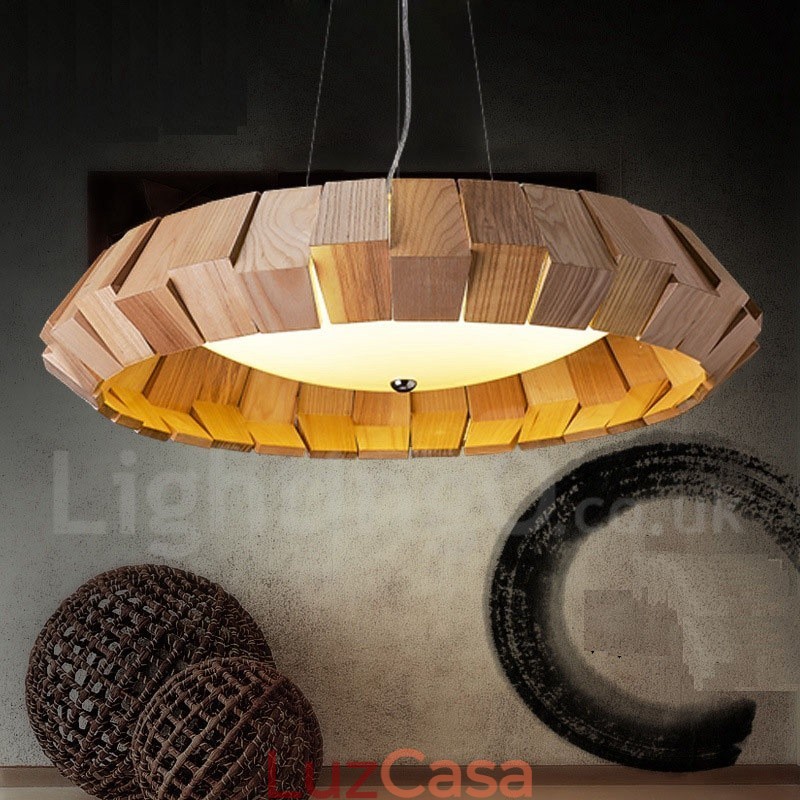 Luminária pendente de madeira contemporânea moderna