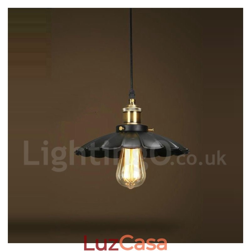 Luminária pendente vintage de metal preto