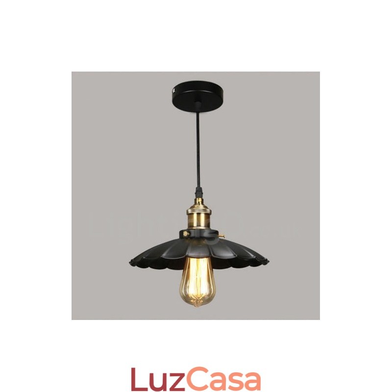 Luminária pendente vintage de metal preto