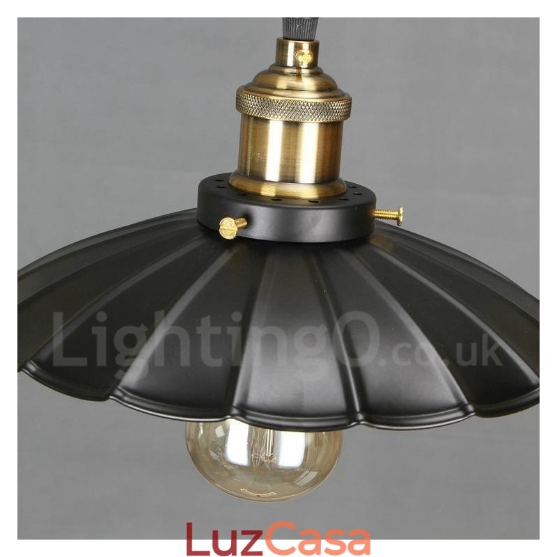 Luminária pendente vintage de metal preto
