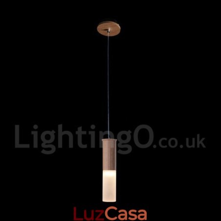Luminária pendente de madeira moderna contemporânea com uma luz Luminária pendente de madeira moderna contemporânea com uma luz