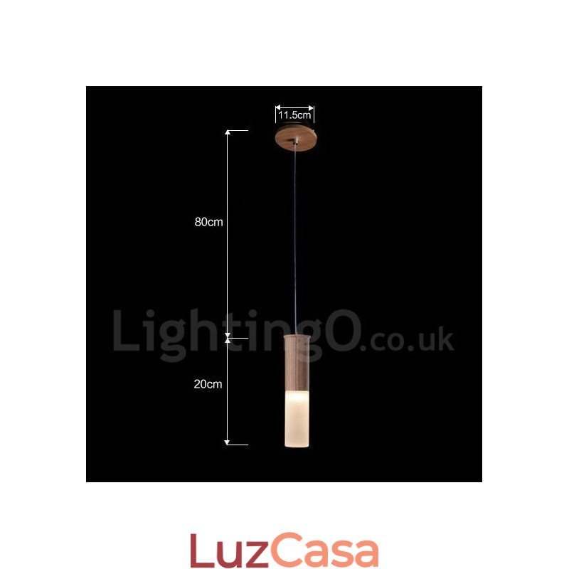 Luminária pendente de madeira moderna contemporânea com uma luz