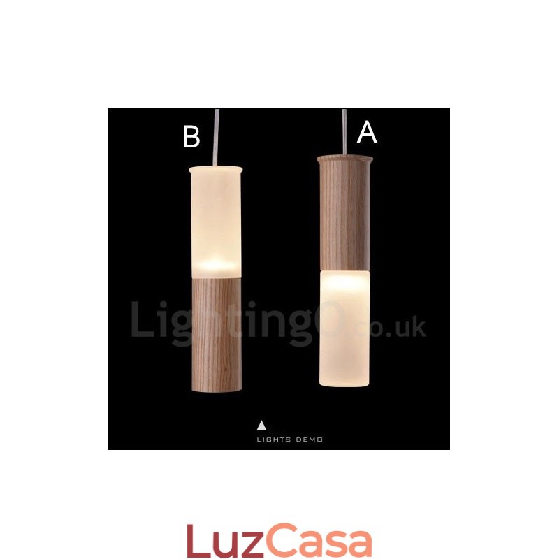 Luminária pendente de madeira moderna contemporânea com uma luz