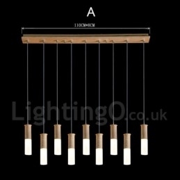 Luminária pendente de madeira moderna contemporânea com 9 luzes