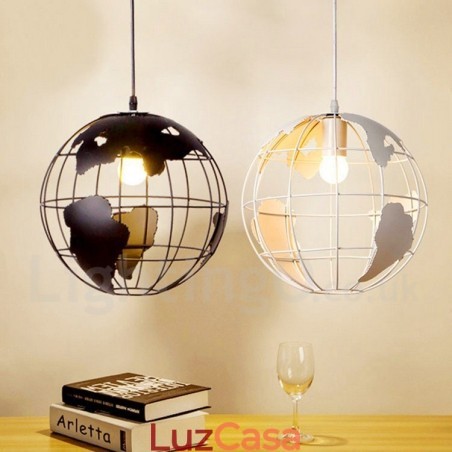 Luminária pendente de metal Country Vintage Globe Luminária pendente de metal Country Vintage Globe