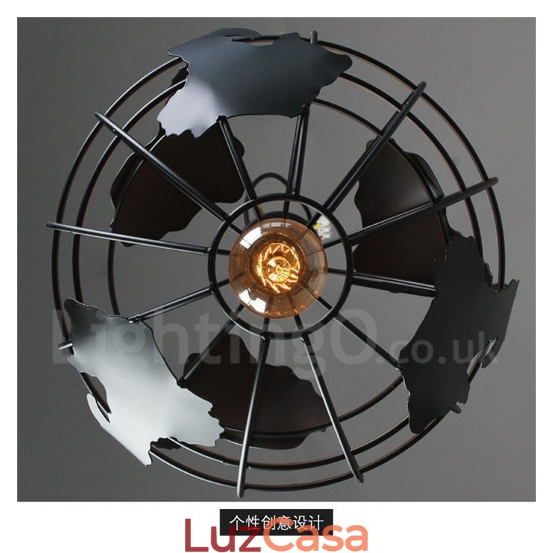 Luminária pendente de metal Country Vintage Globe