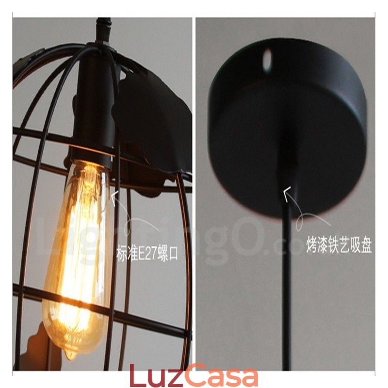 Luminária pendente de metal Country Vintage Globe