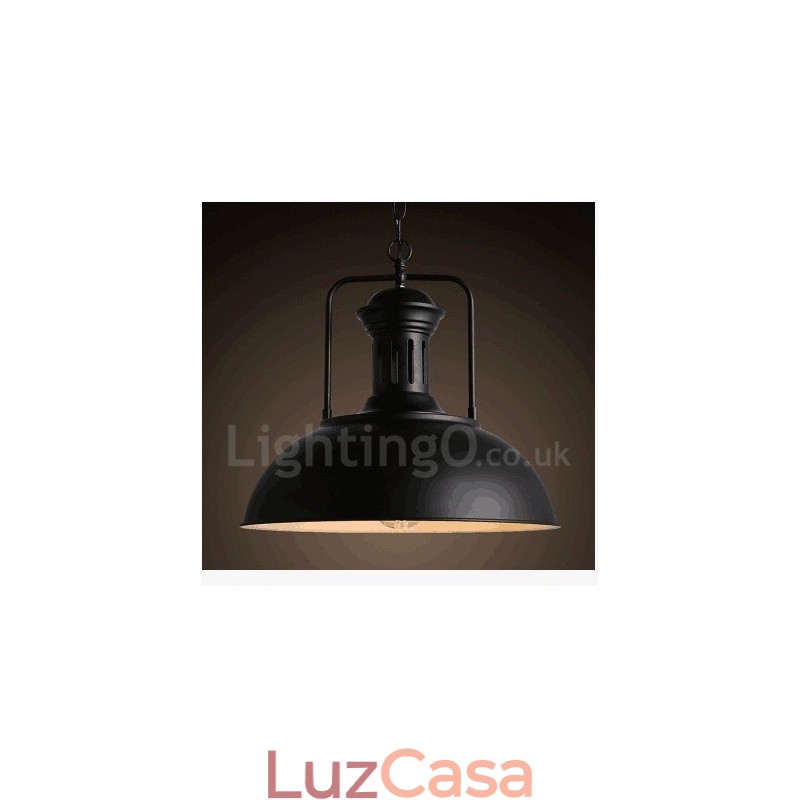 Luminária pendente de metal vintage country preta