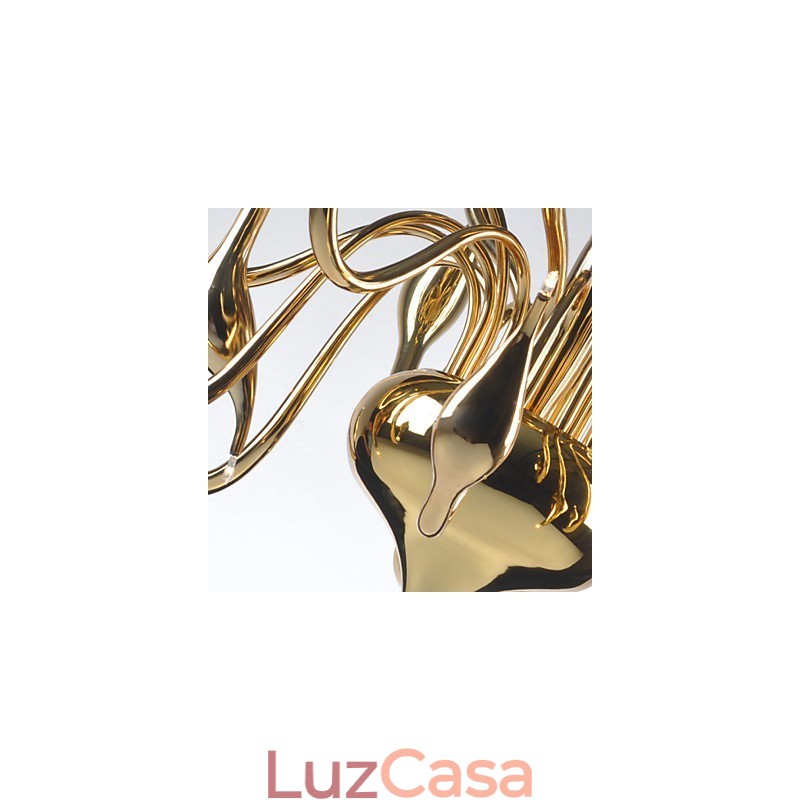 Lustre moderno 18 luzes G4 banhado a ouro