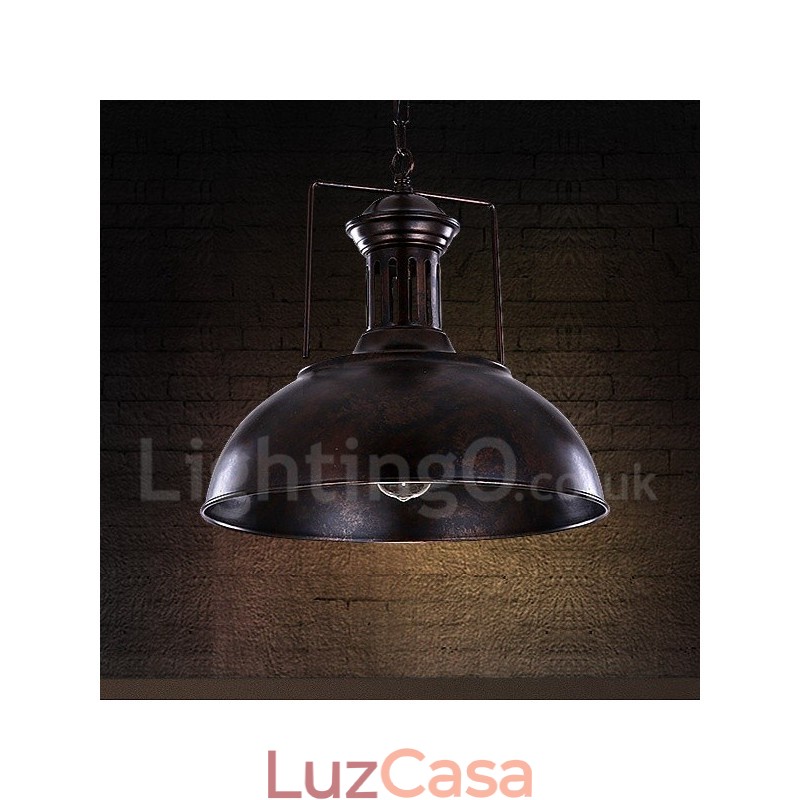 Luminária pendente de metal vintage country preta