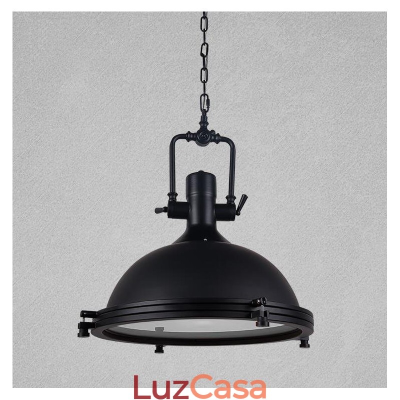 Luminária pendente de metal vintage preta