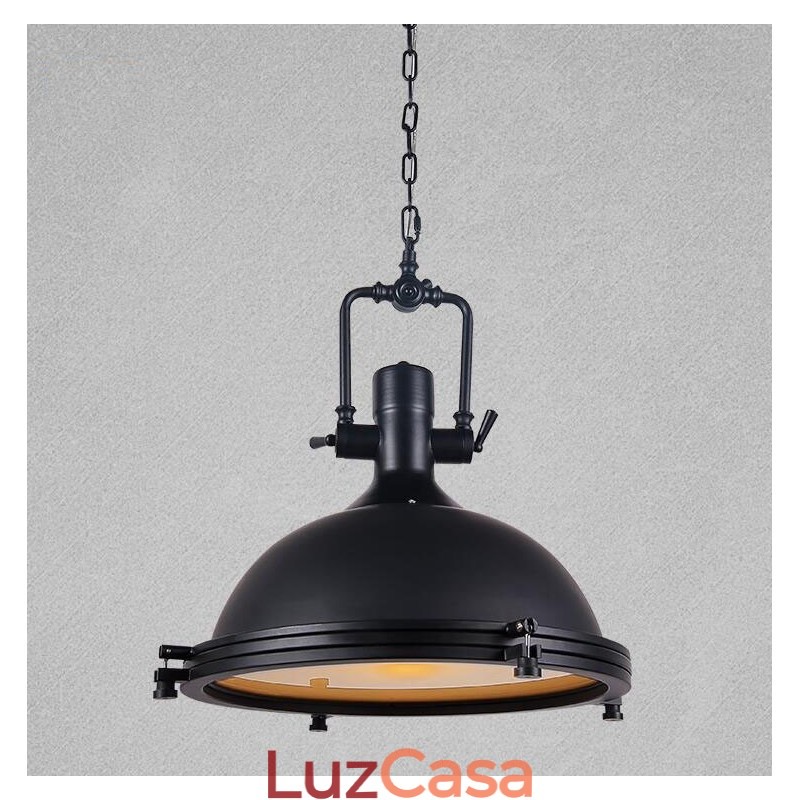 Luminária pendente de metal vintage preta