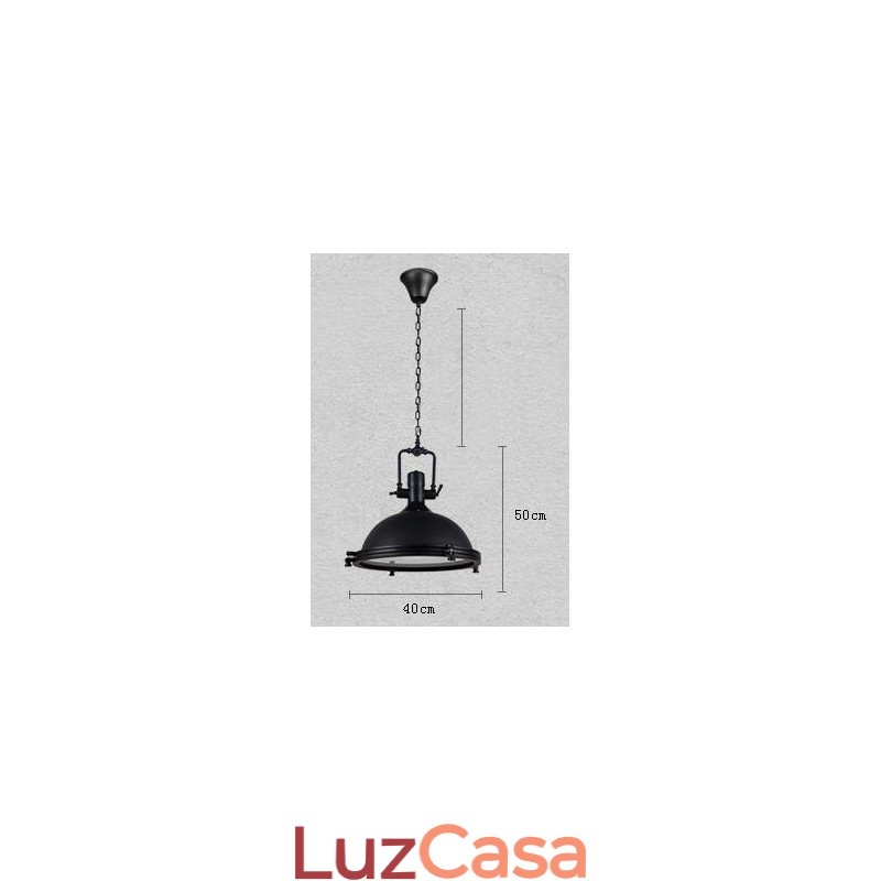 Luminária pendente de metal vintage preta