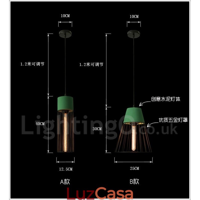 1 Luminária pendente de concreto de metal leve