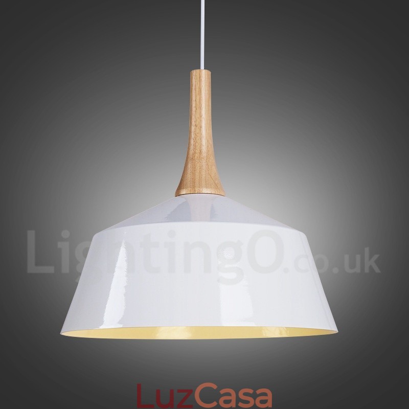 Luminária pendente moderna contemporânea de madeira e metal