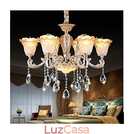 Luminária pendente de cristal retrô estilo europeu Luminária Americange Luminária pendente de cristal retrô estilo europeu Luminária Americange