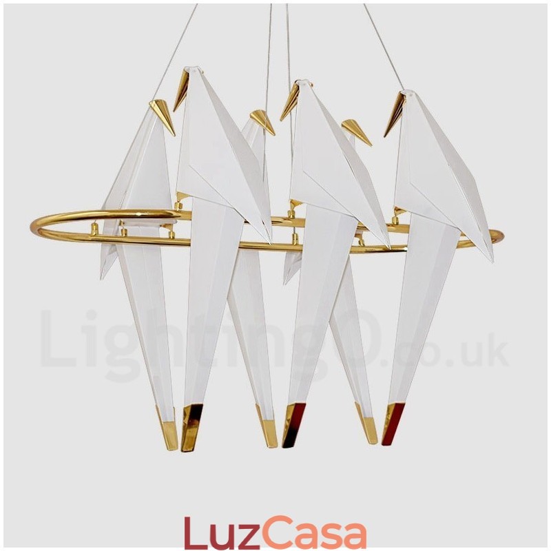 Luminária pendente moderna contemporânea Paper Crane 6 luzes