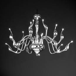 Lustre moderno 18 luzes G4 acabamento cromado