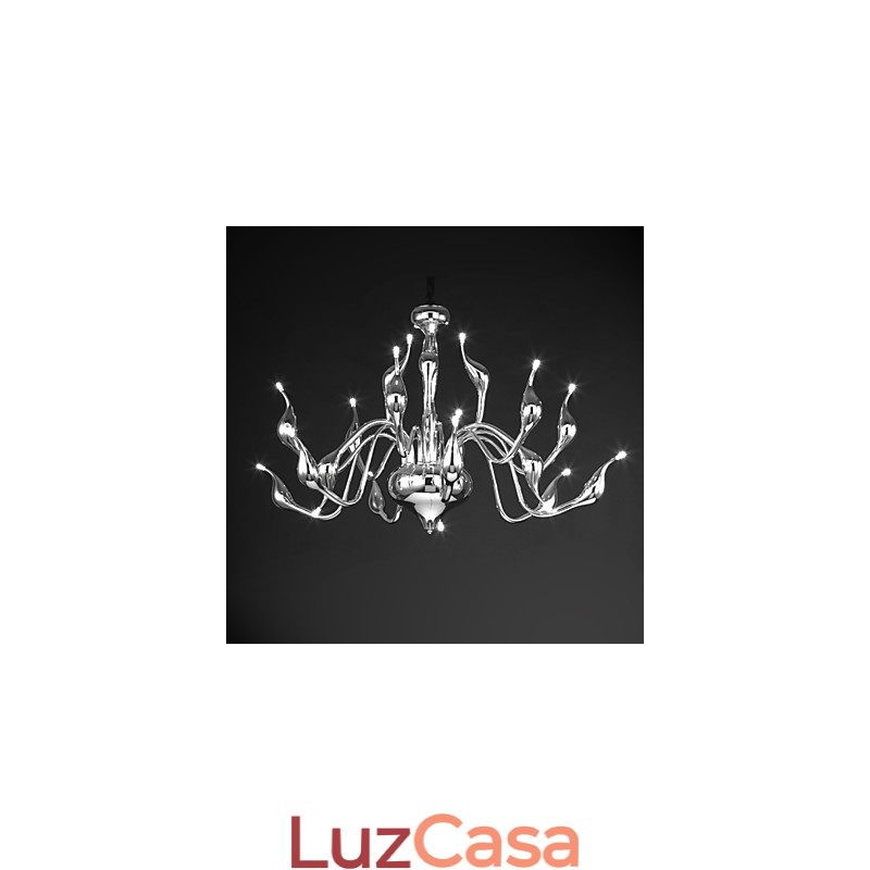 Lustre moderno 18 luzes G4 acabamento cromado