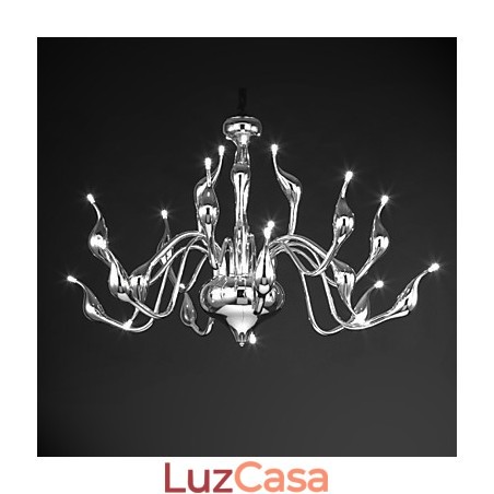 Lustre moderno 18 luzes G4 acabamento cromado