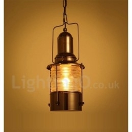 Retro Vintage 1 Luz Lanterna Cobre Pendente Luz