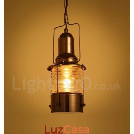 Retro Vintage 1 Luz Lanterna Cobre Pendente Luz Retro Vintage 1 Luz Lanterna Cobre Pendente Luz