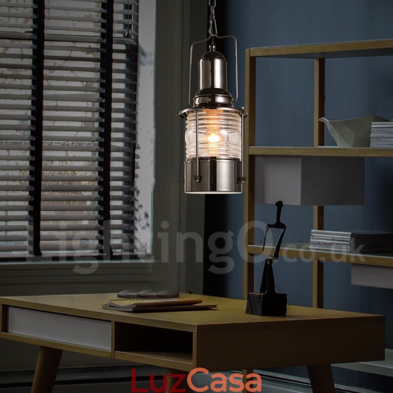 Retro Vintage 1 Luz Lanterna Cobre Pendente Luz