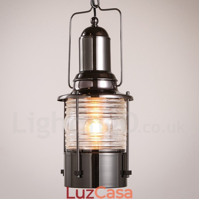 Retro Vintage 1 Luz Lanterna Cobre Pendente Luz