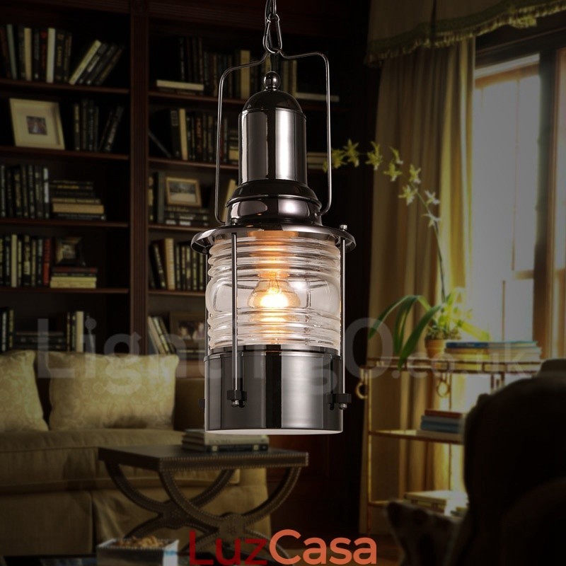 Retro Vintage 1 Luz Lanterna Cobre Pendente Luz