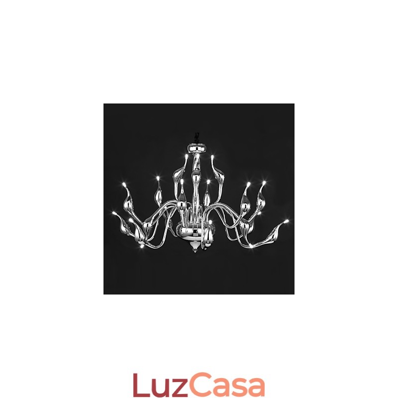 Lustre moderno 18 luzes G4 acabamento cromado